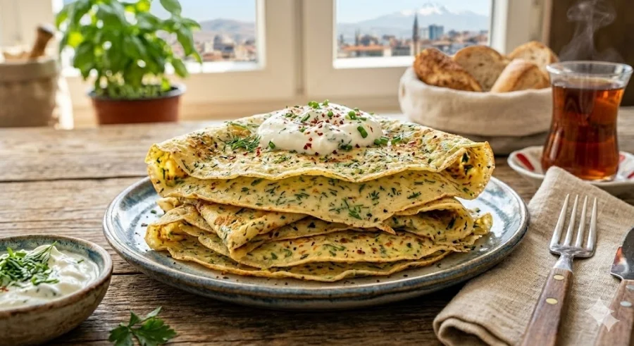 Kabaklı Otlu Krep